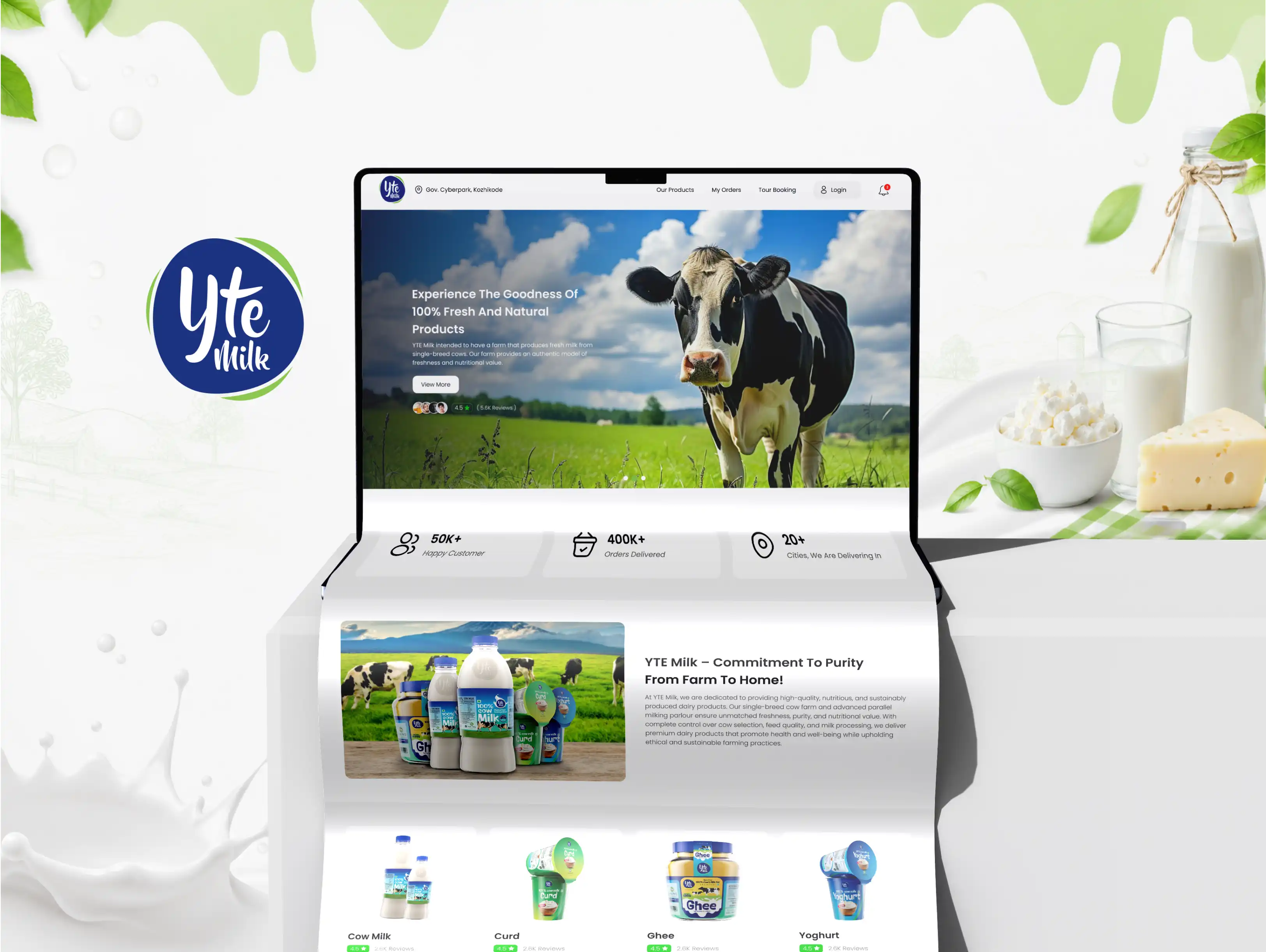 yte milk website developed by lilac infotech