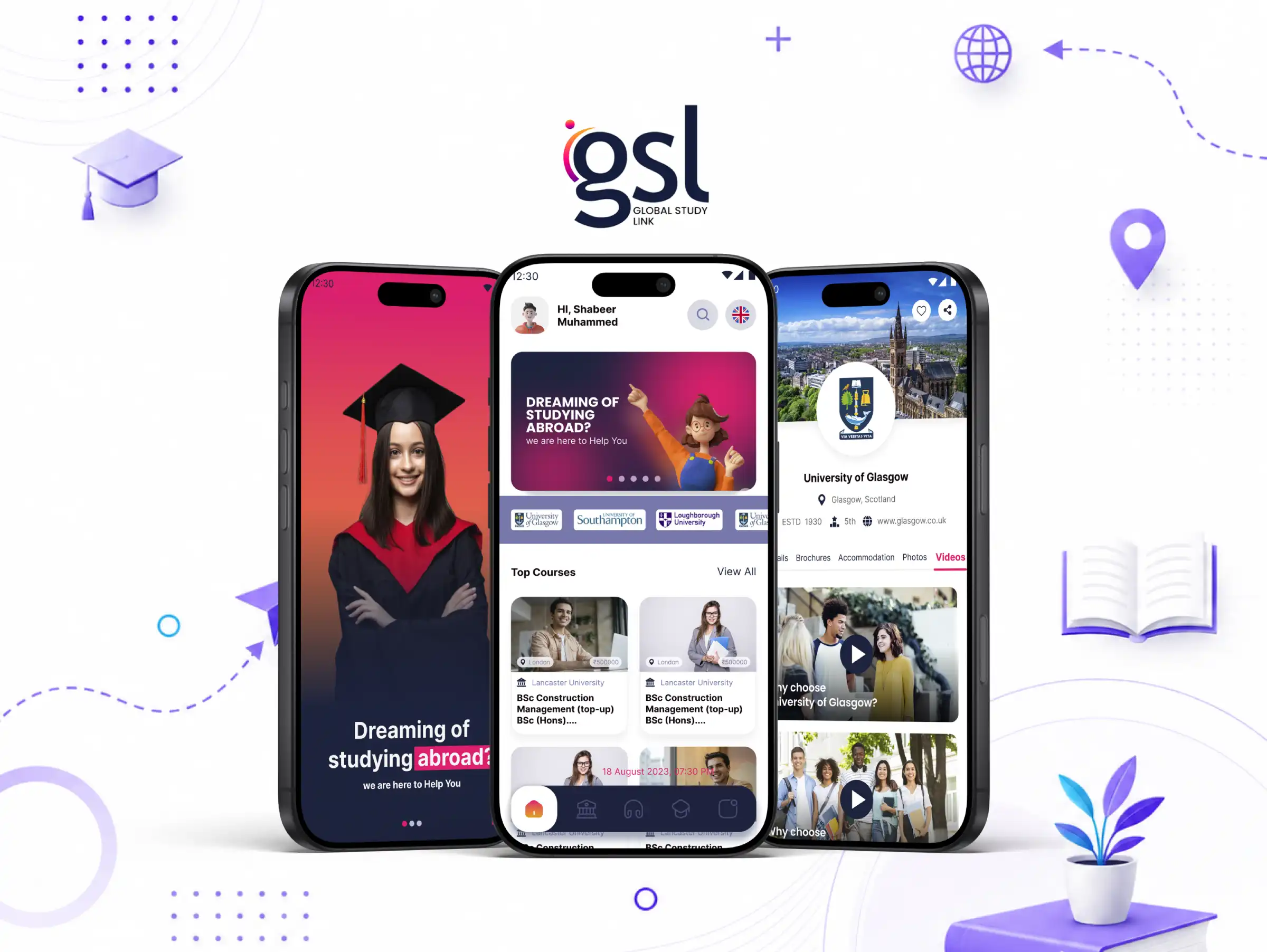 Global Study Links (GSL), Website, Integrated CRM and Mobile App for Study Abroad Services